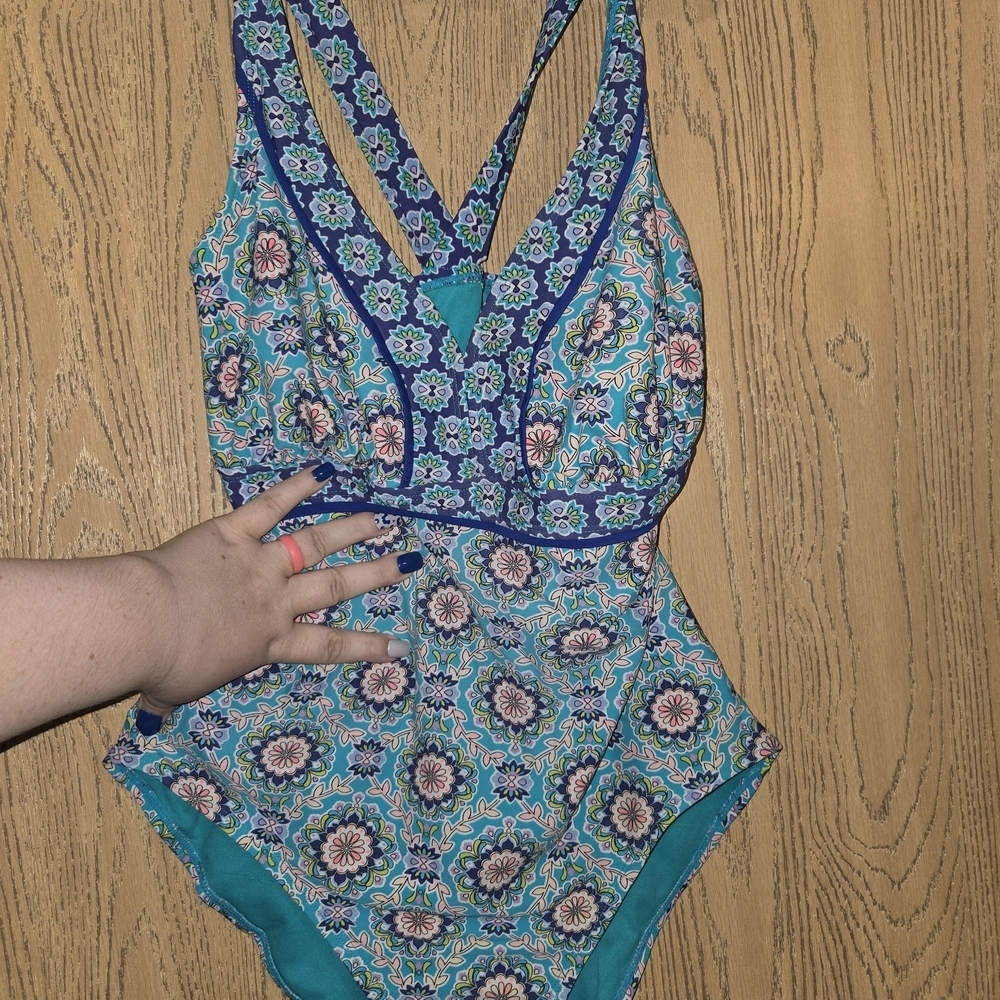 Catalina Floral Blue and Teal One Piece Swimsuit